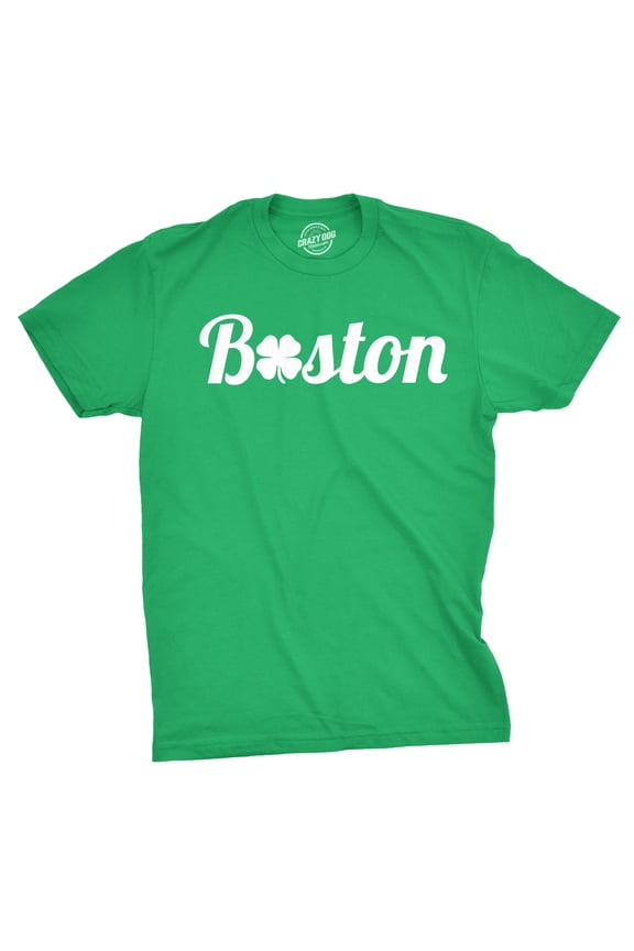 Mens Boston Cool Lucky Clover T Shirt Funny Saint St Patricks Day Tee for Guys Graphic Tees