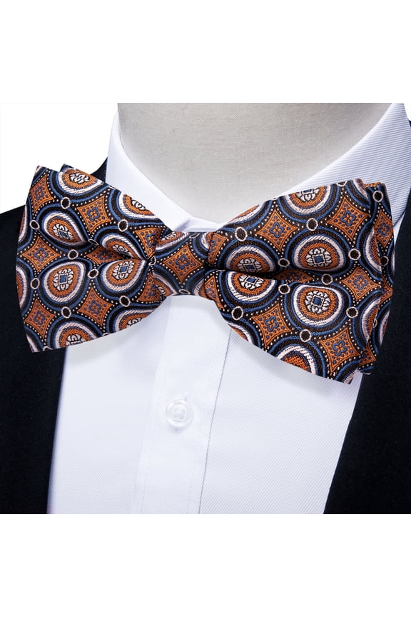 Mens Bow Tie Orange Bowtie Adjustable Bowtie Classic Silk Pre-tied Bowtie for Tuxedo Wedding Party