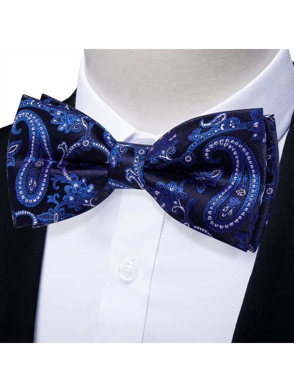 Mens Bow Ties Blue Bowtie Classic Silk Pre-tied Bowtie Tuxedo Bowties Wedding Party Prom