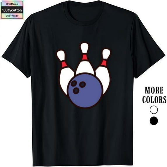 Mens Bowling Ball Graphic Comfortable Casual Tee T Shirt Tops Short Sleeve Round Neck Black S-5XL