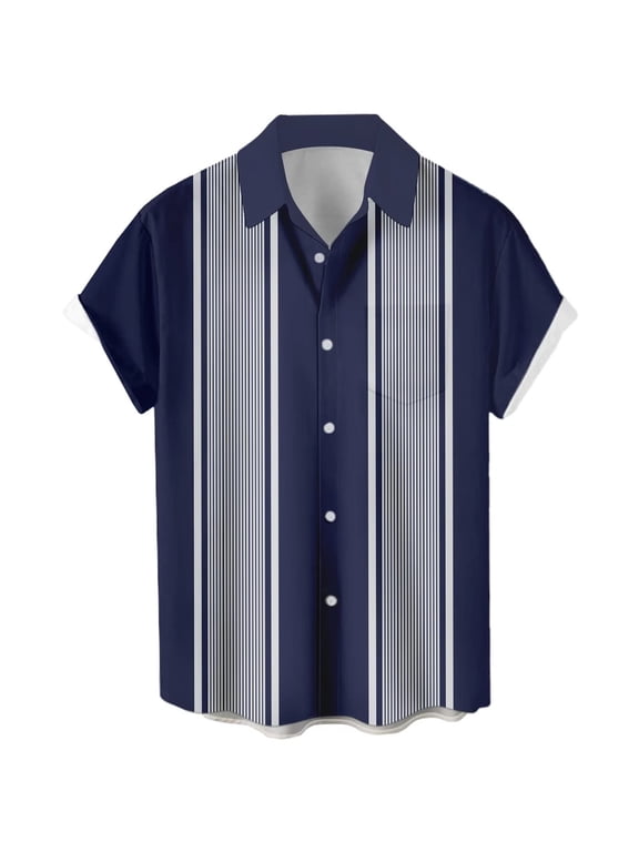 Mens Bowling Shirts Hawaiian Shirt Big and Tall Retro Button Up Vintage Guayabera Camp Shirt