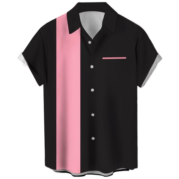 Mens Bowling Shirts Hawaiian Shirt Big and Tall Retro Button Up Vintage Guayabera Camp Shirt