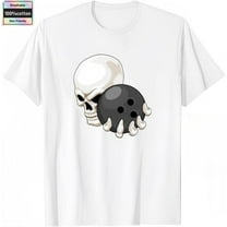 Mens Bowling Skull Graphic Tee Trendy T Shirt Tops Short Sleeve Round Neck White S-5XL