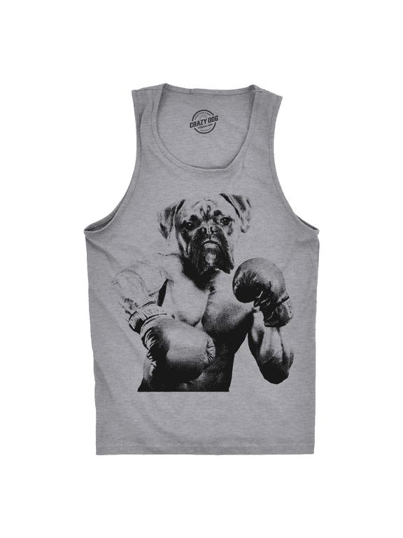 Mens Boxer Boxing Fitness Tank Top Funny Workout Puppy Dog Tee for Guys