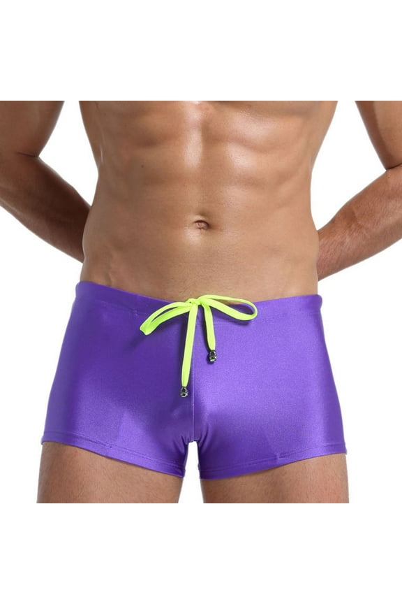 Mens Boxer Briefs 2026 Summer Vacation Swim Short Quick Drying Elastic Drawstring Seamless Bathing Suit Bottom for Surfing Diving