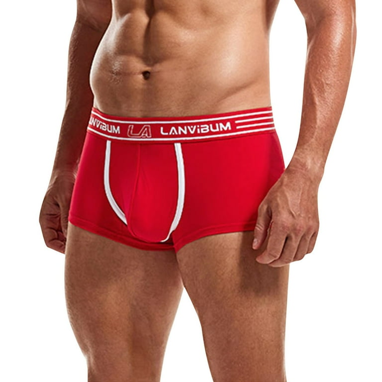 Mens Boxer Briefs Calzones Para Hombre Ropa Interior Para Hombre Boxer Brief Solid Color Red XXL Walmart