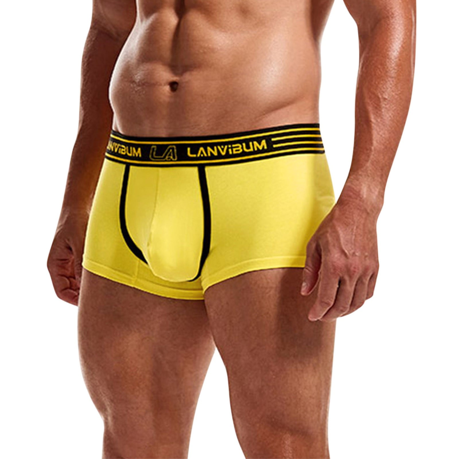 Mens Boxer Briefs Calzones Para Hombre Ropa Interior Para Hombre Boxer Brief Solid Color Yellow L Walmart