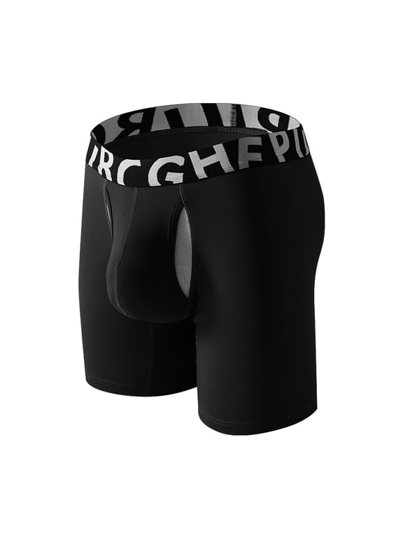 Mens Boxer Briefs Comfortable Breathable Mesh Bulge Boxers for Men Stretchy Fly Pouch Separate Front Open Trunks Men's Underwear Daily Activities Underpants