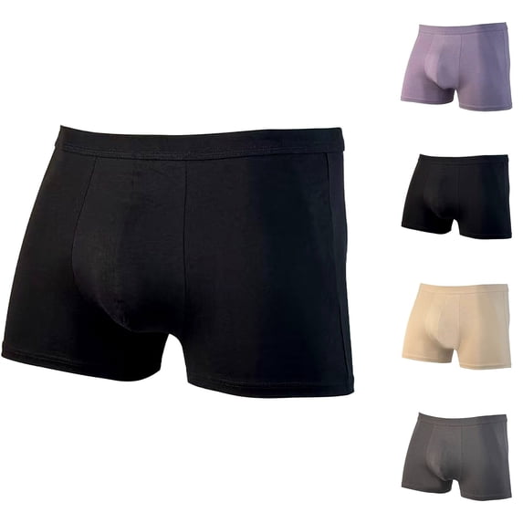 Mens Boxer Briefs Cotton Mens Underwear Short Leg Stretch No Riding up Cool & Breathable Boxer Brief for Men Open Fly Tagless Underpants Black L