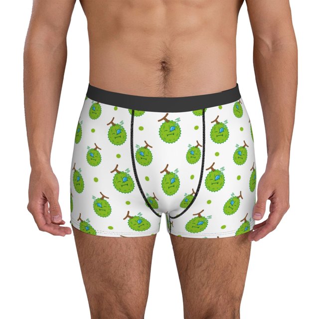 Mens Boxer Briefs Cute Lime Green Durian Breathable Stretch Mens