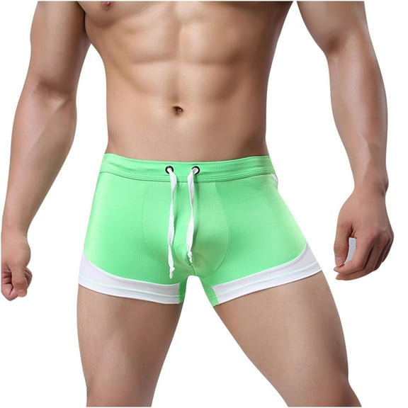 Mens Boxer Briefs Elastic Waist Drawstring Underwear Stretch Breathable Comfortable Underwear