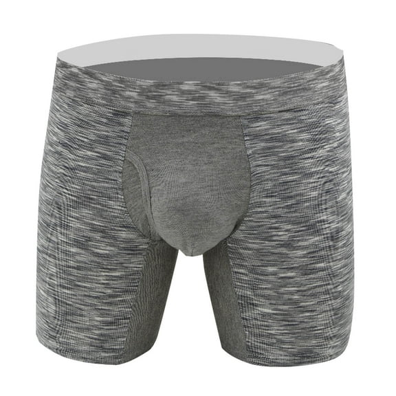 Mens Boxer Briefs Long Leg Moisture-Wicking High Waisted Modal Underwear with Fold Front Boys Casual Solid Stretchy Athletic Workout Boxers