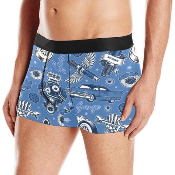 Mens Boxer Briefs - Men's Boxer Shorts - Blue Hotrod - L