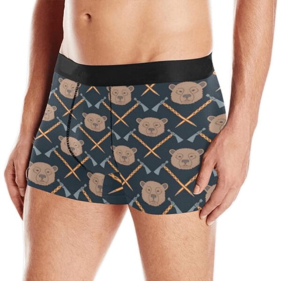 Mens Boxer Briefs - Men's Boxer Shorts - Brown Bear - XS