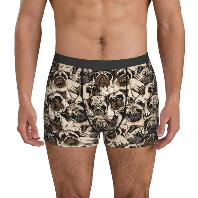 Mens Boxer Briefs Pug Breathable Stretch Mens Underwear Athletic