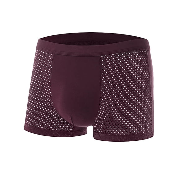 Mens Boxer Briefs Purple, Breathable Mesh Moisture Wicking Men Underwear for Workout & All-Day Comfort, Polyester, Sizes L-5XL,Size L
