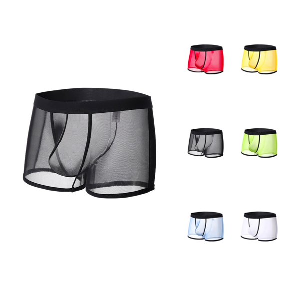 Mens Boxer Briefs Sheer Mesh Lightweight Breathable Underpants Mens Underwear