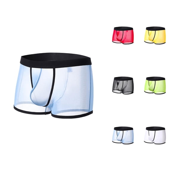 Mens Boxer Briefs Sheer Mesh Lightweight Breathable Underpants Mens Underwear