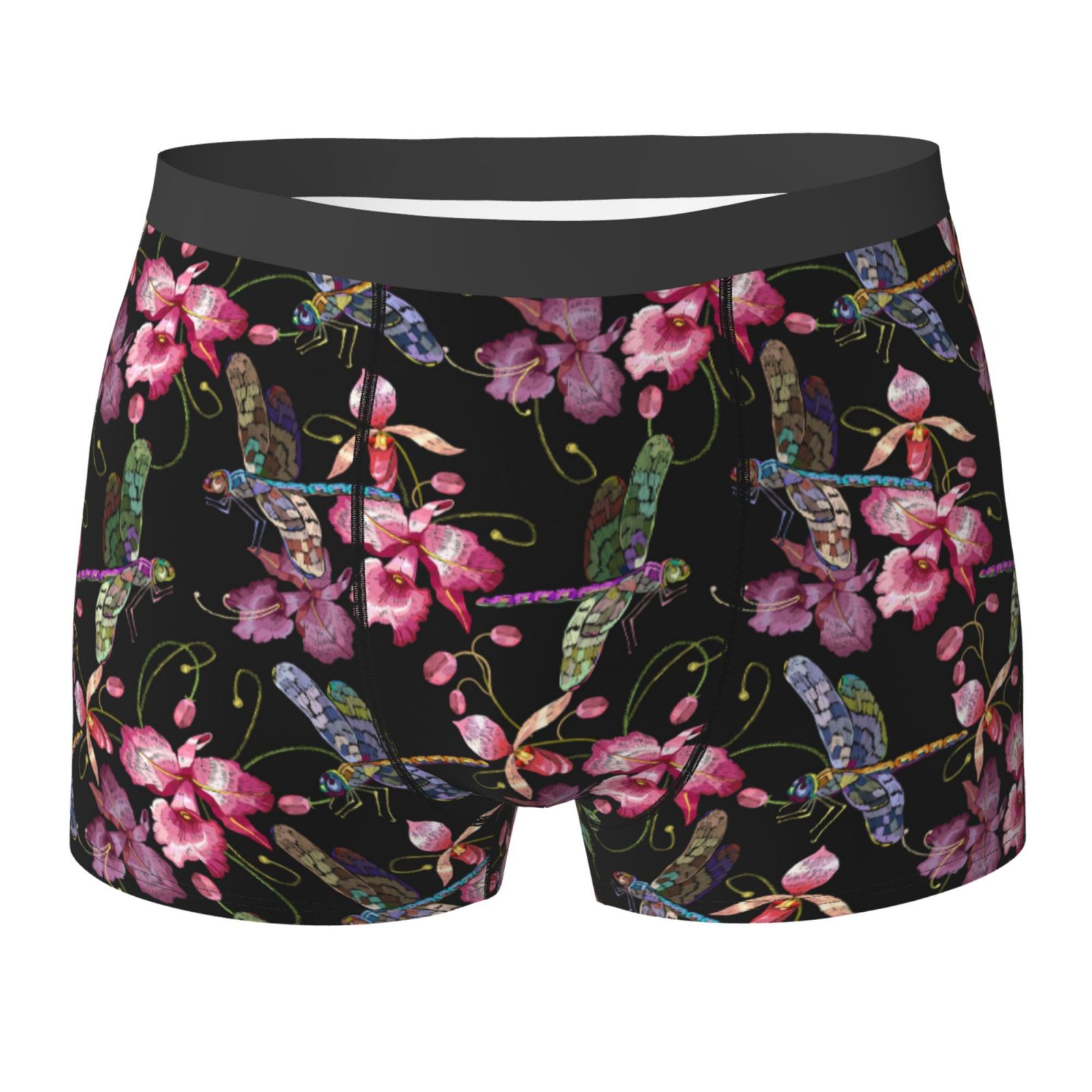 Mens Boxer Briefs Soft and Breathable Men's Underwear, Dragonfly Pink