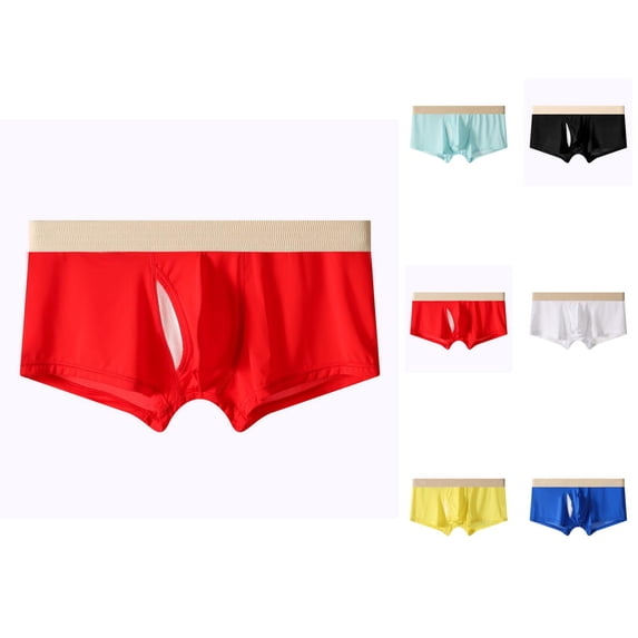 Mens Boxer Briefs Summer Lightweight Breathable Open Front Mens Underwear