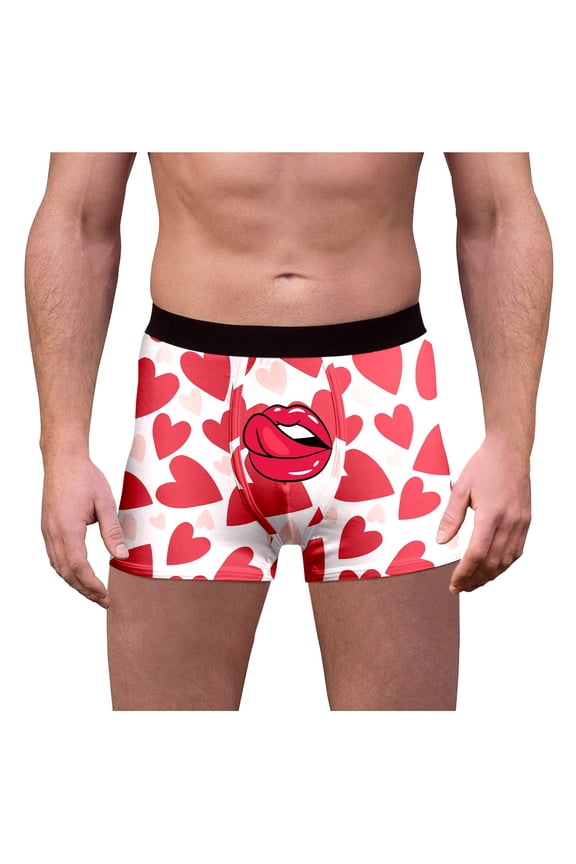 Mens Boxer Briefs Valentine's Day Red Hearts Pattern Underwear Heart Boxer Briefs Trunk Mint Green L