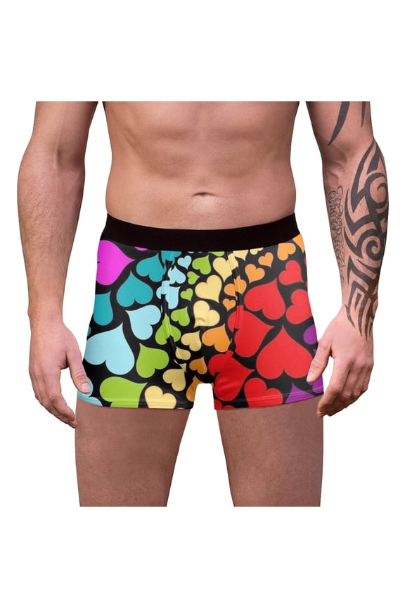 Mens Boxer Briefs Valentine's Day Red Hearts Pattern Underwear Love Boxer for Men Fun Underwear Shorts Purple L