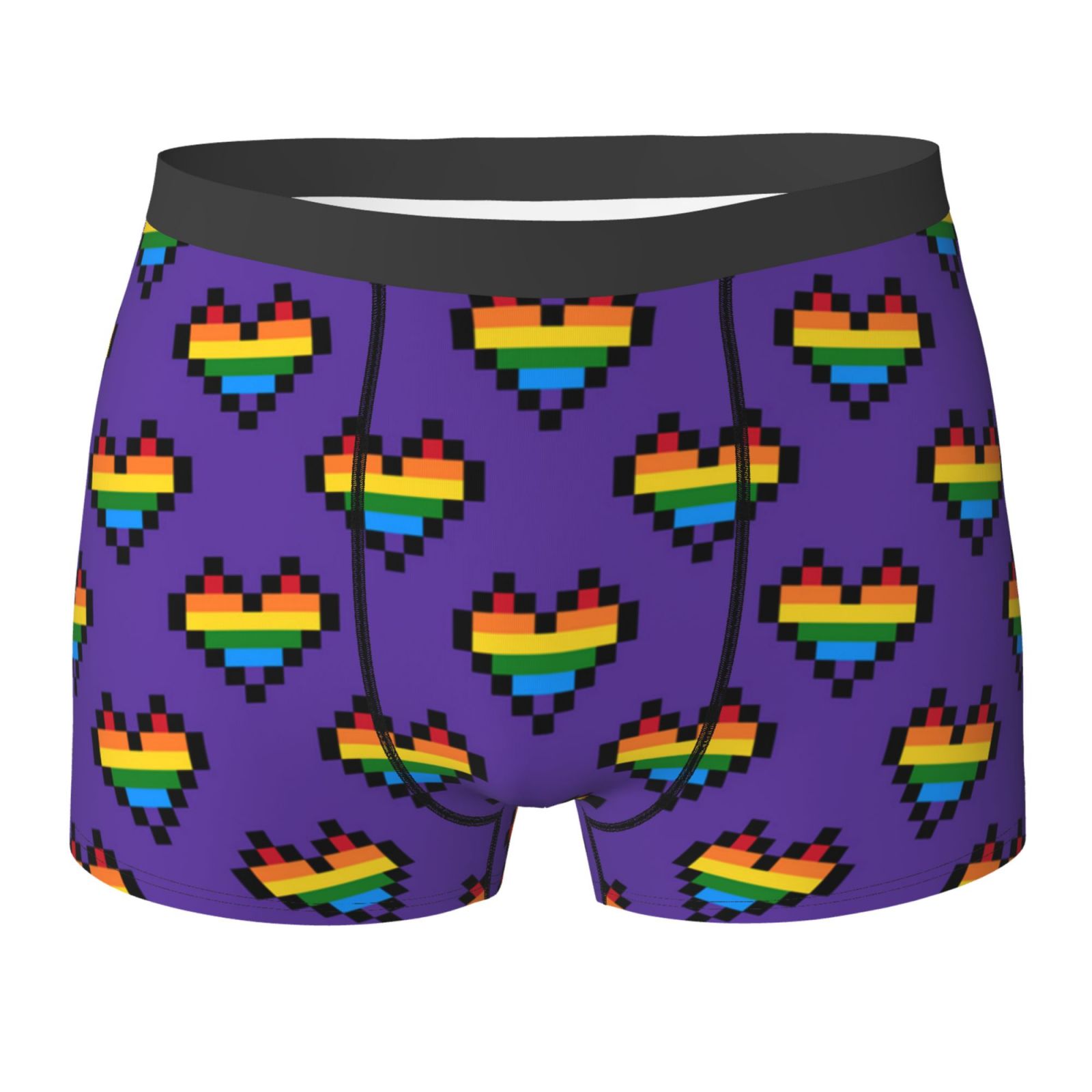 Mens Boxer Briefs for Men Underwear Short Leg Underpants, Rainbow Heart ...
