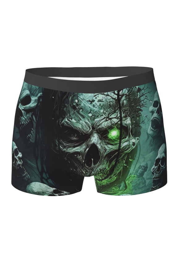 Mens Boxer Briefs for Men Underwear Short Leg Underpants, Skull Zombies Ghost Death Skulls