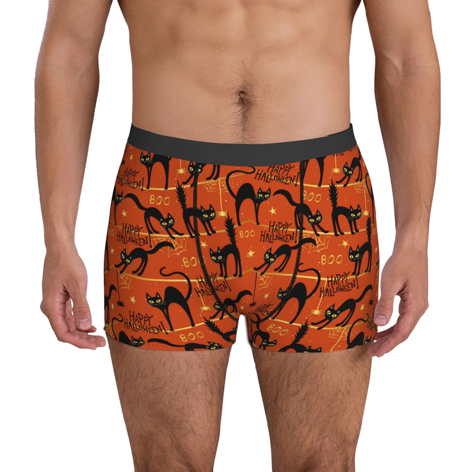Mens Boxer Briefs halloween elements cat Breathable Stretch Mens