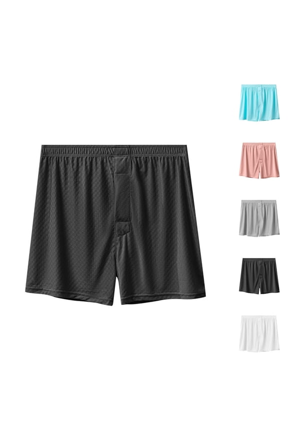 Mens Boxer Underwear Textured Lightweight Breathable Loose Lounge Boxer Shorts