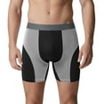 thumbnail image 1 of Mens Boxers Briefs Athletic Moisture Wicking Longer Compression Boxer Shorts Chafing Design Running Sports Black XL, 1 of 5