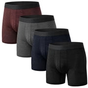 Mens Boxers, CaiDieNu Mens Cooling Mesh Boxer Briefs with Graphene Gusset Breathable Quick Dry Soft Stretch Long Leg Anti Chafing Trunks for Gym Running Summer, 4, Pack L