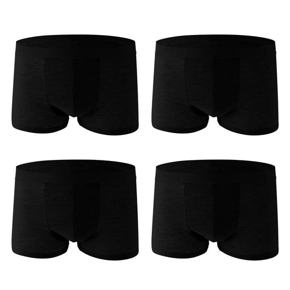 Mens Boxers Shorts Multipack 4 Pack - Cotton Boxers for Men Underwear Trunks Retro Mens Underpants Tagless Anti Chafing Black XXL