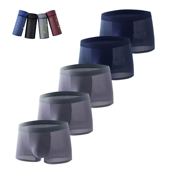 Mens Boxers Shorts Multipack 5 Pack - Cotton Boxers for Men Underwear Trunks Retro Mens Underpants Tagless Anti Chafing Dark Gray XXXL