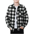 thumbnail image 1 of Mens & Boys Plaid Shirt Roll Up Long Sleeve Button Down Flannel Shirts Spring Fall Shirt Casual Blouse Tops with Pockets, 1 of 5