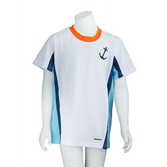 Mens / Boys Rash Guard Mesh Swim T-shirt by Abstract (7, White Short Sleeve)