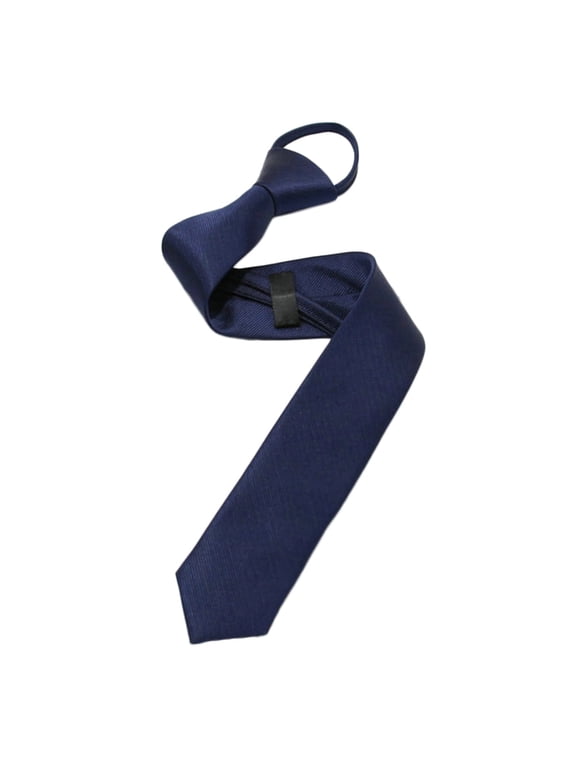 Mens Boys Solid Color Zipper Ties Necktie Pre-tied Business Skinny Neck Tie Party Wedding Club Suit Neckwear