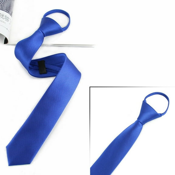 Mens Boys Solid Color Zipper Ties Necktie Pre-tied Business Skinny Neck Tie Party Wedding Club Suit Neckwear