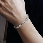 HISMART Mens Bracelet - Stainless Steel Fold Over Clasp Bracelets Mens Jewelry Gifts for Dad Grandpa Boyfriend Husband Son Brother