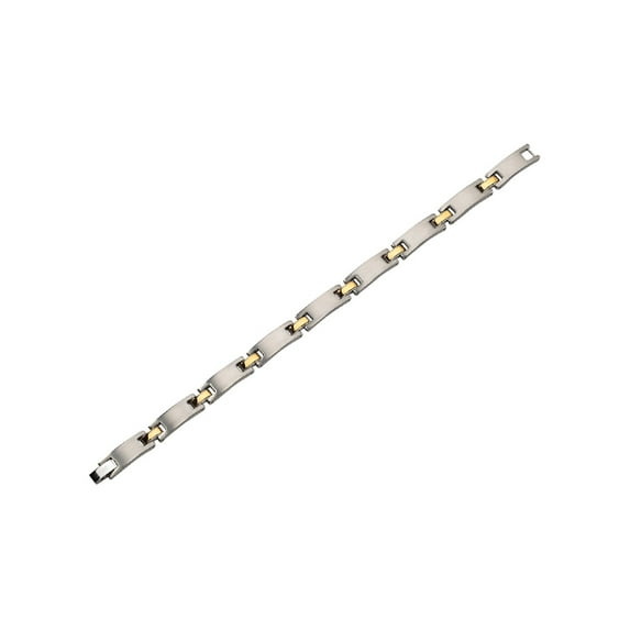 Mens Bracelet in Stainless Steel with 24K Gold Plating 8.5 inch