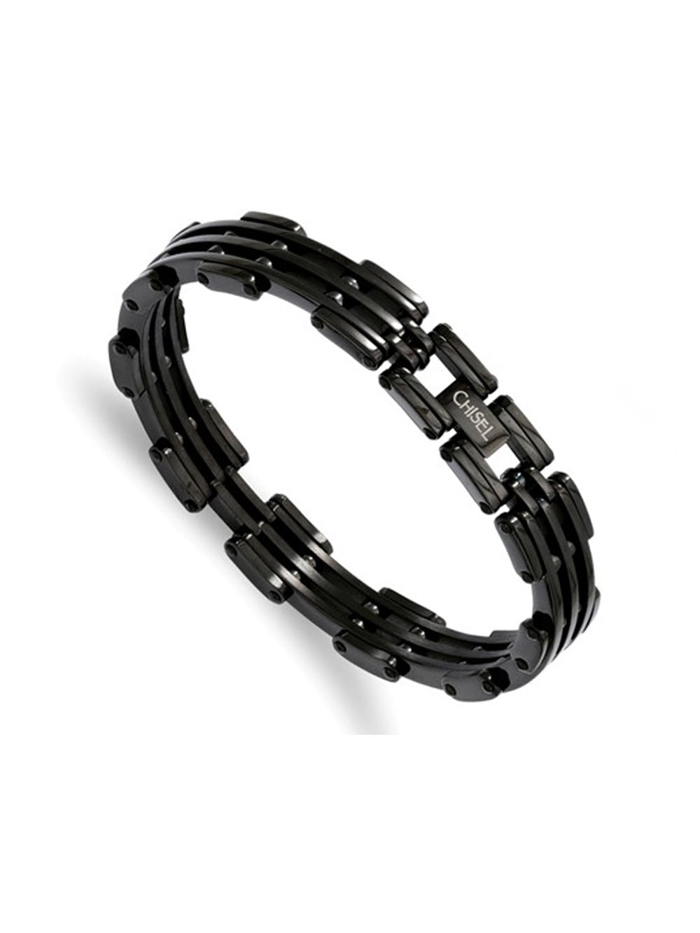 Gem & Harmony Mens Bracelet in Stainless Steel with Black Plating 8.50 inches for Men