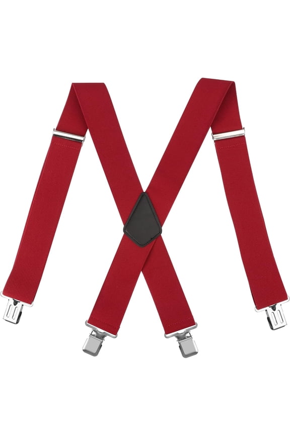 Mens Braces For Trousers 4 x Strengthened Clips,Elastic Adjustable X Shape Trouser Braces With Clips,Heavy Duty Trouser Braces With Clips