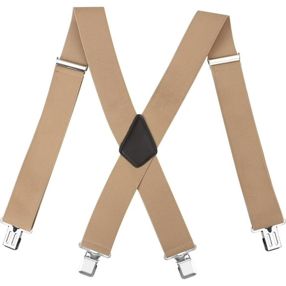 Mens Braces For Trousers 4 x Strengthened Clips,Elastic Adjustable X Shape Trouser Braces With Clips,Heavy Duty Trouser Braces With Clips