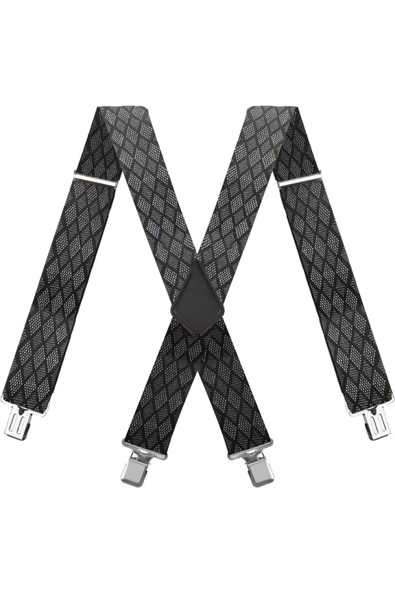 Mens Braces For Trousers 4 x Strengthened Clips,Elastic Adjustable X Shape Trouser Braces With Clips,Heavy Duty Trouser Braces With Clips