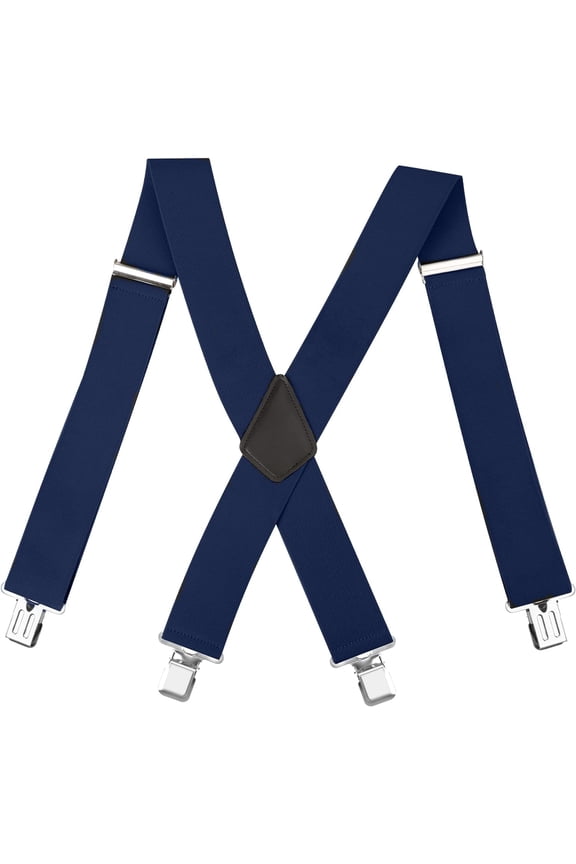 Mens Braces For Trousers 4 x Strengthened Clips,Elastic Adjustable X Shape Trouser Braces With Clips,Heavy Duty Trouser Braces With Clips