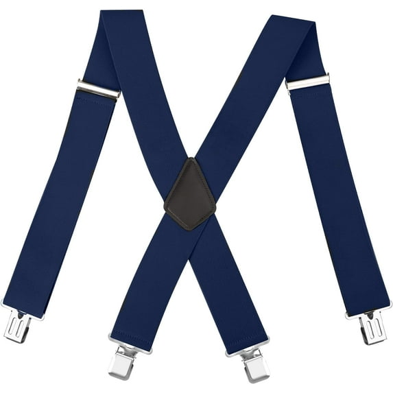 Mens Braces For Trousers 4 x Strengthened Clips,Elastic Adjustable X Shape Trouser Braces With Clips,Heavy Duty Trouser Braces With Clips