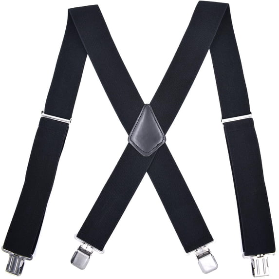 Mens Braces For Trousers With Strong Clips Metal Clip Adjustable Wide 5 cm 1.96 inch Heavy Duty X-BACK Suspenders Straight
