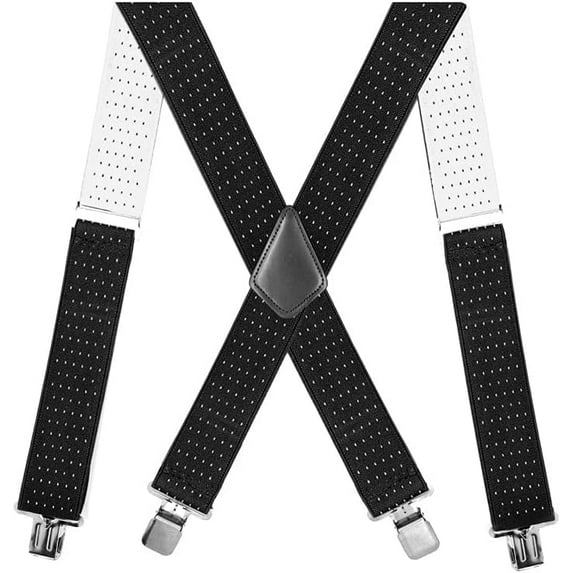 Mens Braces For Trousers With Strong Clips Metal Clip Adjustable Wide 5 cm 1.96 inch Heavy Duty X-BACK Suspenders Straight