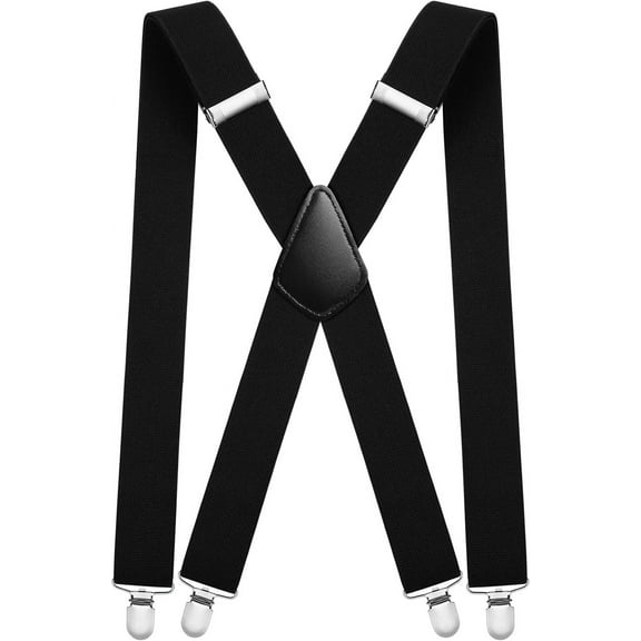 Mens Braces, Mens Suspenders with Strong Metal Clips, 3.5cm Wide Heavy Duty Suspenders, Adjustable Elastic Suspenders