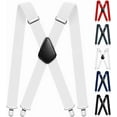 thumbnail image 1 of Mens Braces, Mens Suspenders with Strong Metal Clips, 3.5cm Wide Heavy Duty Suspenders, Adjustable Elastic Suspenders, 1 of 1